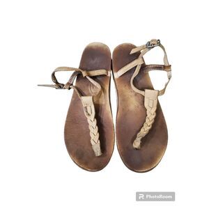 Rainbow T-Street Single Layer with Braid Ankle Strap Sandals Women’s Size 8